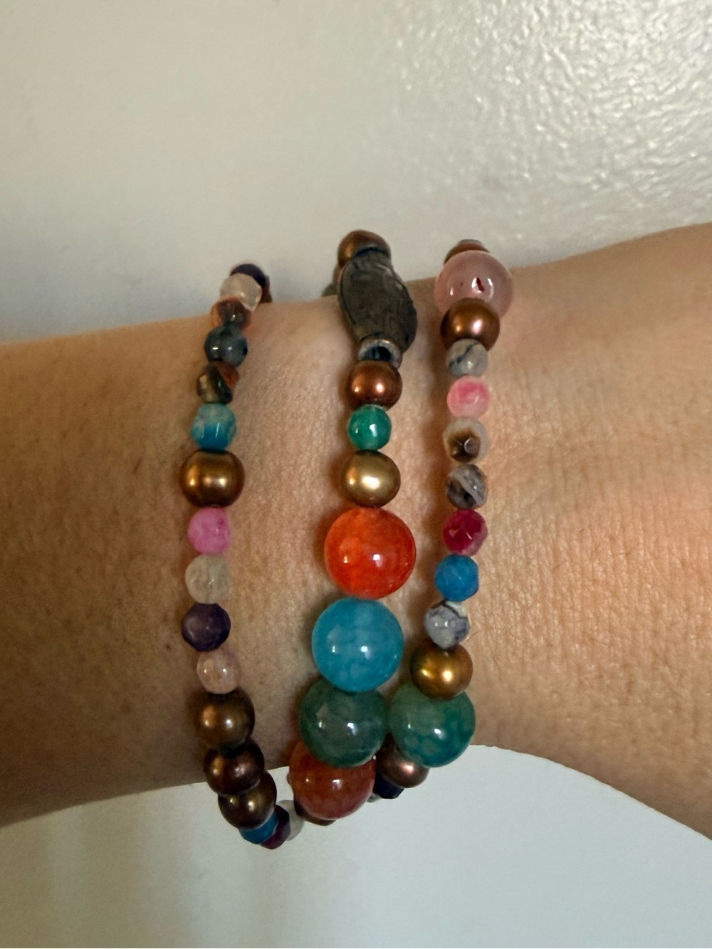 Multicolor hybrid gemstones healing beads glass Beaded Wrap chakra Bracelet